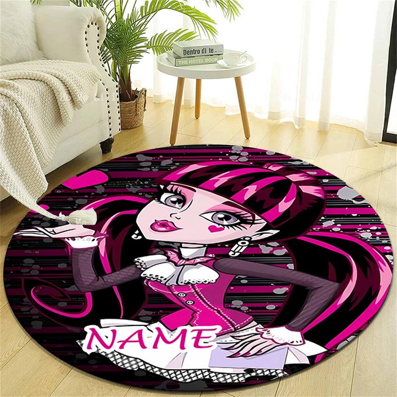 Personalized M-Monster High Draculaura Round Chair Office Rug - Perfect for Mat, Office Chair & More - Ideal Gift for Birthdays and Holidays