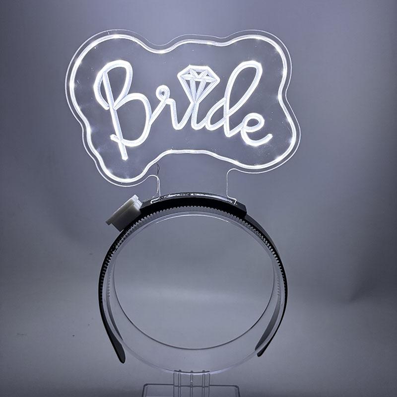 LED Acrylic Headband Wedding NightClub Hen Night Bride To Be Gift Fashion Glowing Bride To be Headband White Glow Hairband