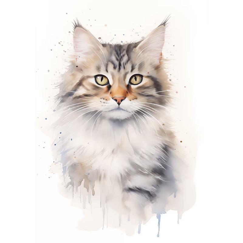 Retro Elegant Cute Watercolor Siamese English Short Cat Art Poster Oil Canvas Printed Mural Living Room Bedroom Home Decoration