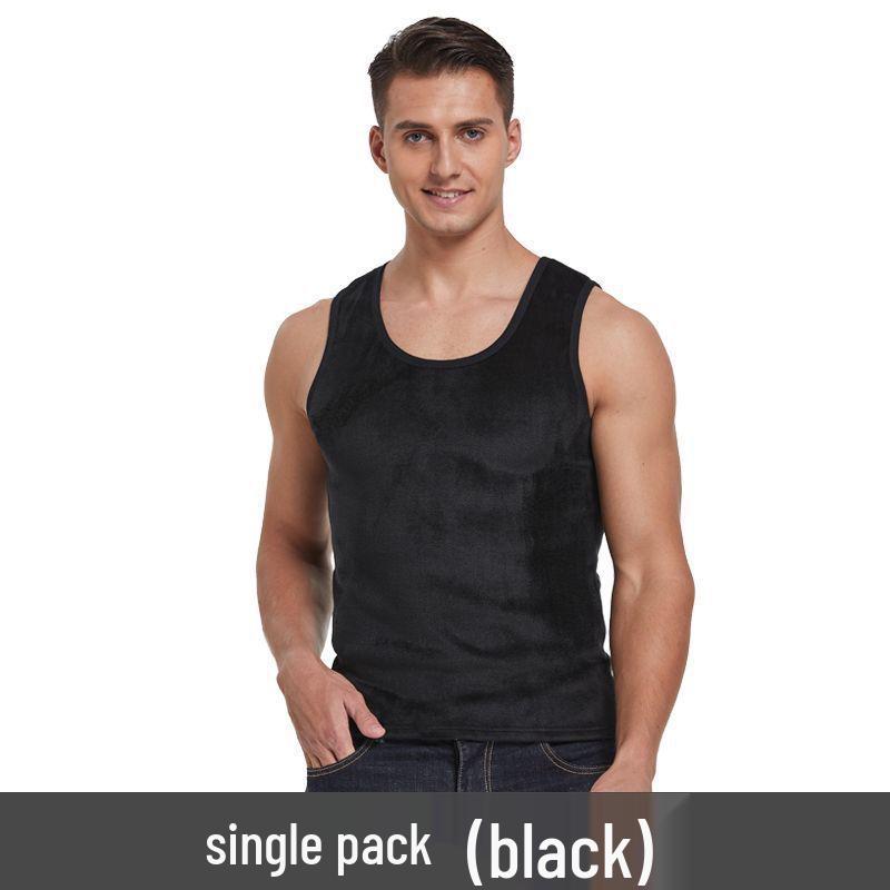 

Мужская двухсторонняя флисовая теплая рубашка-жилет с плюшевой подкладкой на осень 2XL чёрный