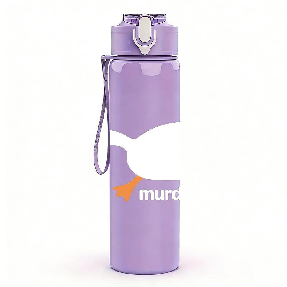 1PC Simple White Goose Cartoon 750ml Color Plastic Sports Water Bottle Leakproof Flip Straw Lid Suitable for Sports Office Home Use