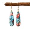 Bohemian emperor stone long water drop pendant earrings popular natural stone jewelry in Europe and America