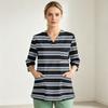 Women's Uniform Top Printed V-Neck 3/4 Sleeve with Single Pocket and Side Slit
