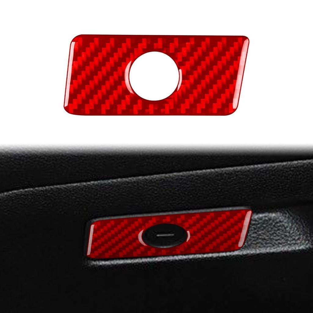 Red Carbon Fiber Co-pilot Glove Box Handle Cover Trim For Jeep Cherokee 2014-18