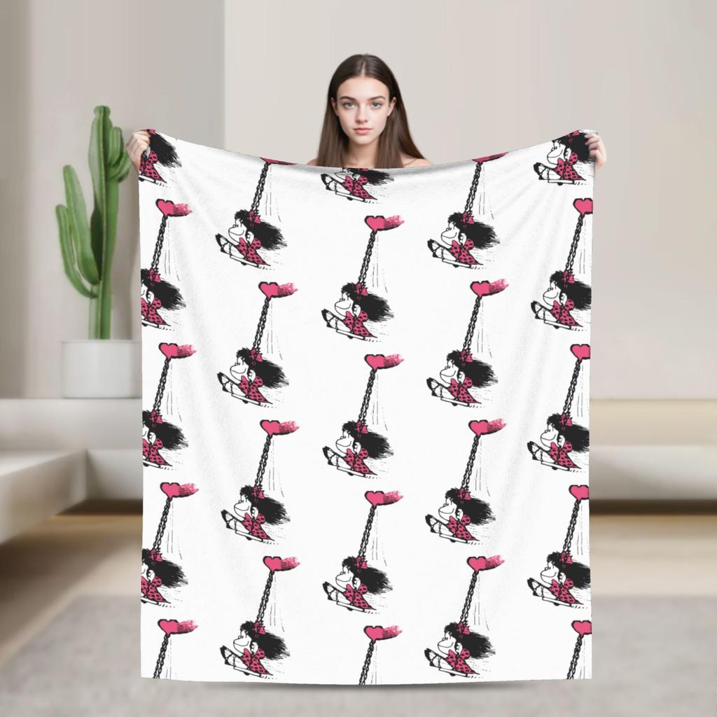 Mafaldas Knitted Blankets Amine Cartoon  Flannel Throw Blanket Bedding Couch Decoration Lightweight Bedspreads