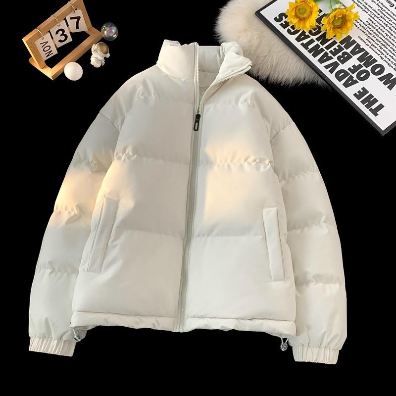 Stand-up Collar Cotton Clothing Men and Women Paragraph Winter Thickened Loose Cotton Jacket Couple Paragraph Casual Bread Clothing Cotton Jacket