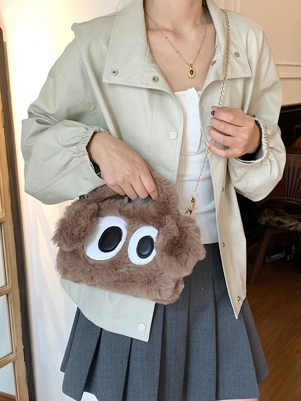 Adorable Big-Eyed Puppy One-Shoulder Crossbody Plush Bag - 2025 Trendy Fashion