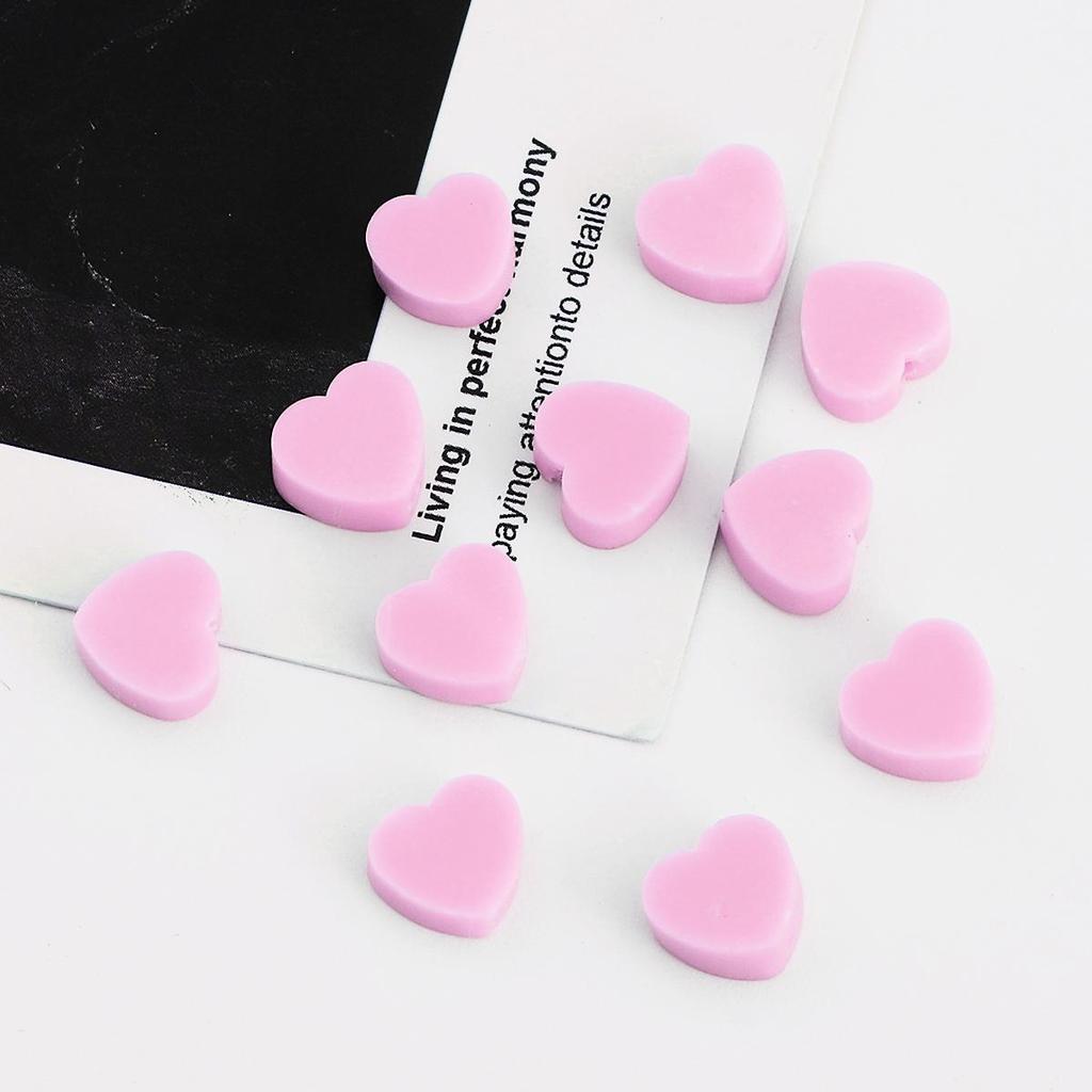 30 Stück einfarbige Polymer-Ton-Perlen in Herzform für die Schmuckherstellung