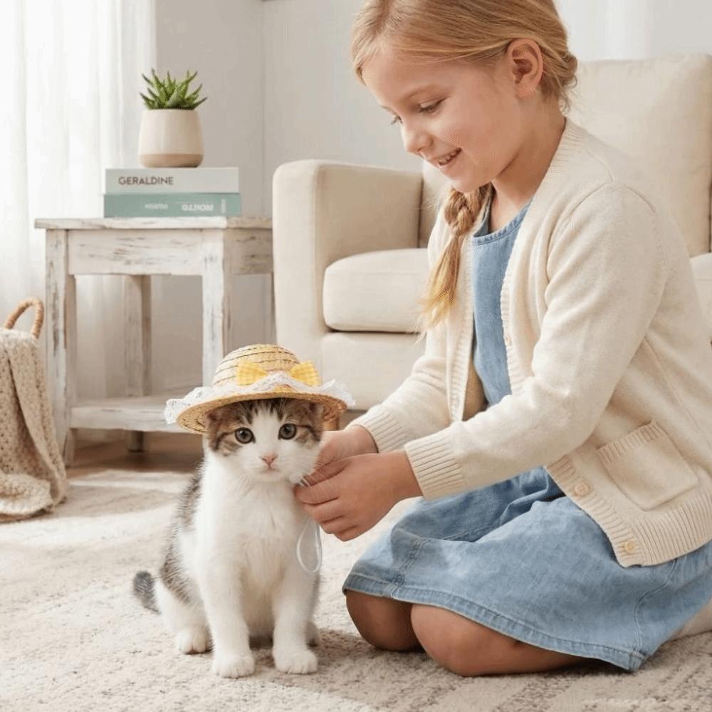 Sun Protection Pet Straw Hat Adjustable Dog Fisherman Hat Fashion Pet Sunshade Hat Summer Season