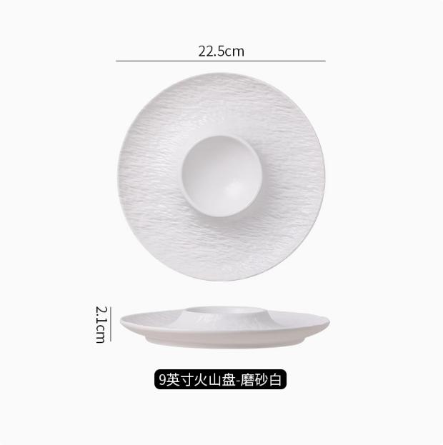 

White Creative Western Food Plate Nordic High-end 12 Inch Dessert Plate Solid Color Ceramic Plate Household Tableware Supplies