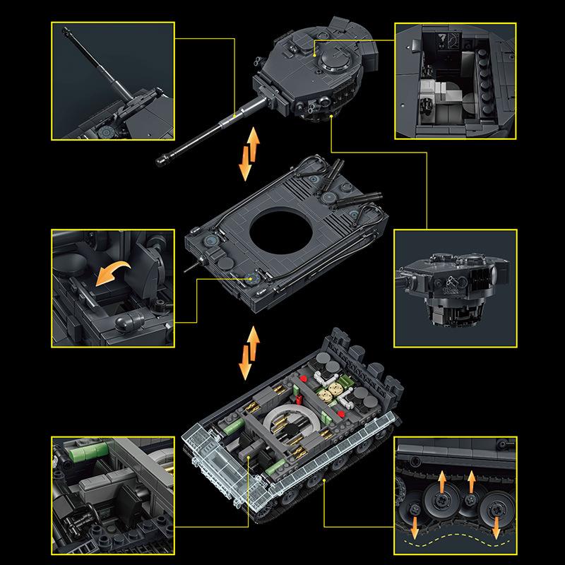 WW2 Militär 1/28 Maßstab Franz Staudegger Tiger Schwerer Panzer Bausteine Set Krieg Weltkrieg 2 Tiger Panzer Modell Spielzeug Für Jungen Geschenke