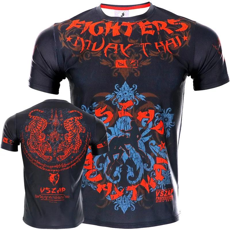 Muay Thai Sport Herren T-Shirts Lässig O-Ausschnitt Locker Kurzarm Oberteile Outdoor Laufen Fitness Sportbekleidung Mode Fitnessstudio T-Shirt Mann