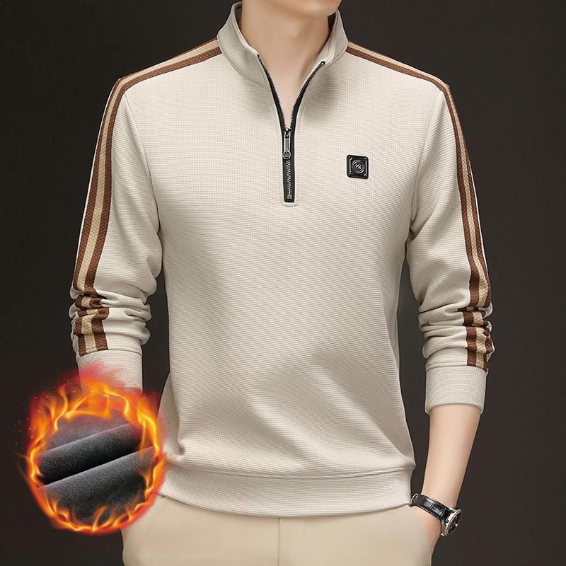 Fleece Verdickter Herrenpullover Halber Reißverschluss Winter Freizeit Überzieher Unterhemd