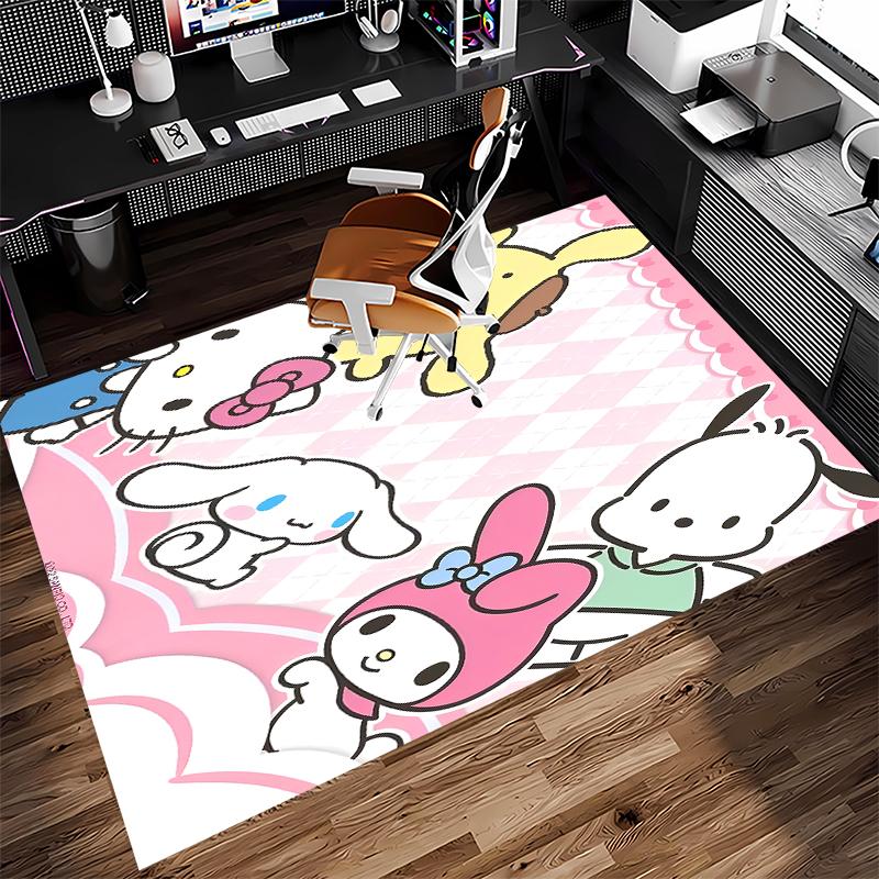 1pc Sanrio1 Print Area Rug - Soft, Washable Non-Slip Indoor Mat for Office Chairs, Living Room, Home Office Decorative Rug