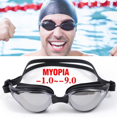 Myopie Plavecké brýle Vodotěsné Proti zamlžování Plavecké brýle -1.0~-9.0 Myopie Brýle Stylové Pokovené Plavecké brýle Unisex