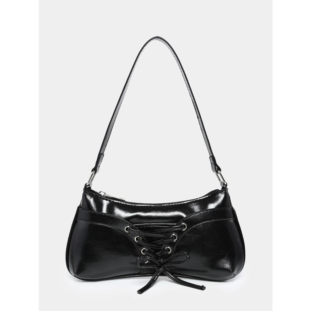

New Retro Simple Ballet Style Bowknot Decorated Single Shoulder Baguette Simple Trendy Strap Bag
