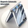 Blumenbedruckte magnetische durchsichtige Handyhülle für Samsung Galaxy Z Flip7 FE Flip6 Flip5 Flip7 6 5 faltbare transparente harte PC-Abdeckung