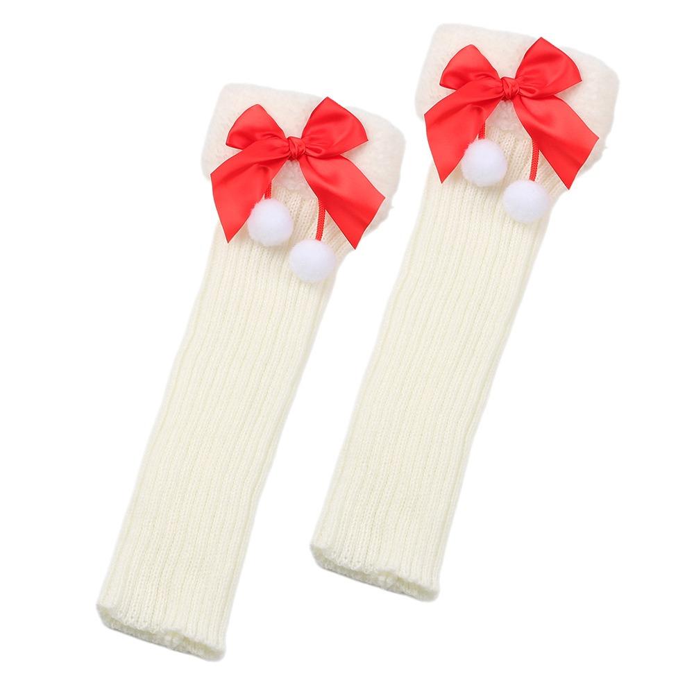 

Толстые манжеты Рождественский бант Чулки для ног Носки Дышащие носки-чехлы для ног Вязаные гетры Женские белый