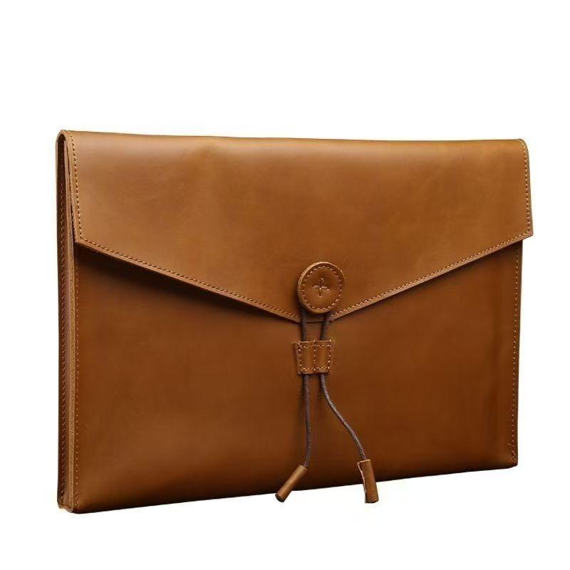 Genuine Leather A4 Document Bag, Cow File Bag, Crazy Horse Leather Official Document Bag, Simple and Casual Document Bag