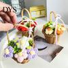 Dekorative Wohnaccessoires für Theke Handgestrickter Wollblumenkorb, Mini Gehäkelte Blumen mit Körben Band, Pflanzenverzierung Büro Und Fotografie
