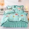4pcs/set Non-Slip Bed Skirt Quilt Cover Pillowcase Four Piece Sets Princess Lace Quilt Cover Delicate Embroidery Soft Bedding Set