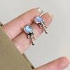 S925 Sterling Silver Geometric Lava Stud Earrings for Women - Unique Cold Style Design