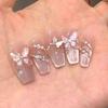 Mirror Moon Butterfly: Handmade Light-Cured Reusable Cat Eye Nail Art Patches