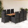 VidaXL 9-piece Garden Dining Set Black Cushions Braided Resin 3213141