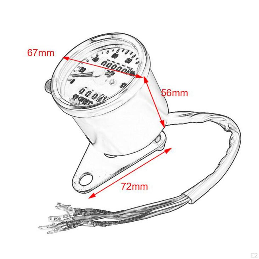 Motorbicycle Instrument Speedometer Dual Odometer LED Backlit DC 12V 4 Lamps with Indicator Light