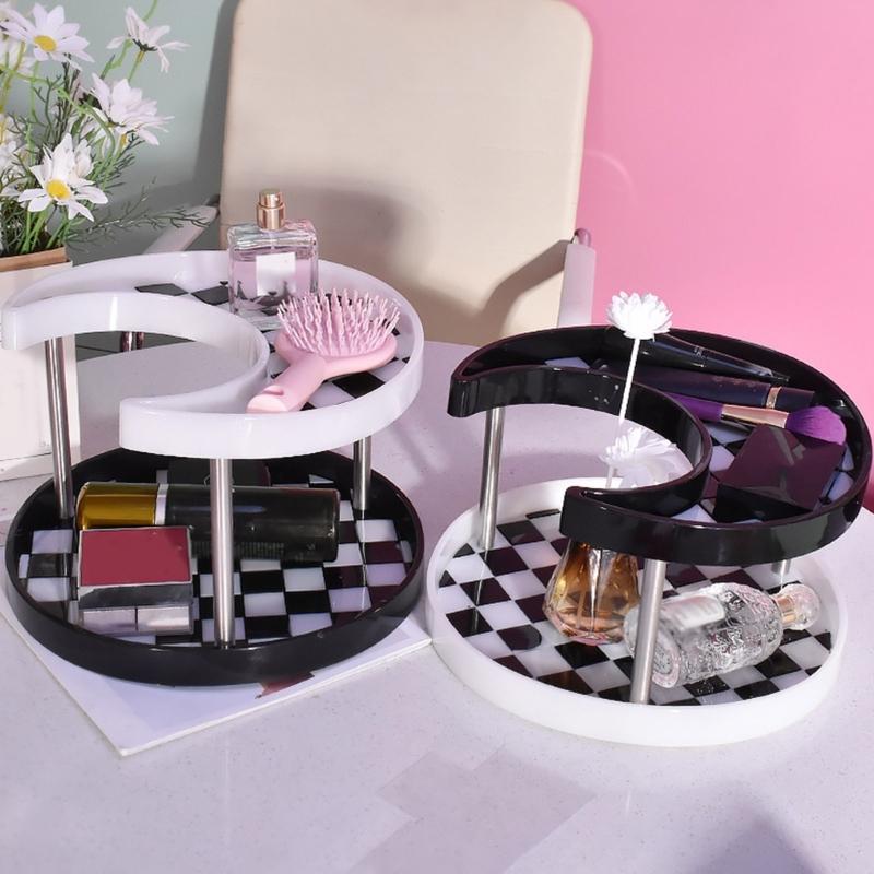 2 Tier Resin Tray Molds Round/Moon Epoxy Resin Casting Mold for DIY Makeup Tools Trinkets Jewelry Storage Box Making