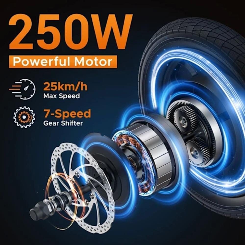 ENGWE HillMiles Mile 1 Folding Electric Bike, 250W Motor, 60km PAS Range, 14" Tires, Mechanical Disc Brakes, IPX4 Waterproof, 23kg Lightweight E-Bike