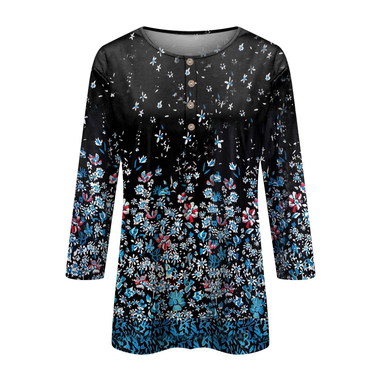 Женская футболка с цветочным принтом и рукавом три четверти — фото 5