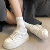Leather thick-soled inner height-increasing small white shoes women's new autumn muffin women's shoes casual sports board shoes