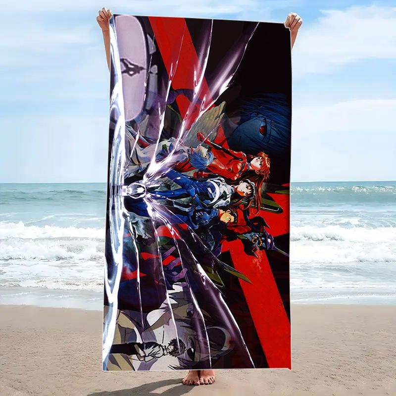 Neon Genesis Print Beach Towel, Large Soft Quick Dry Towel for Beach Camping Swimming