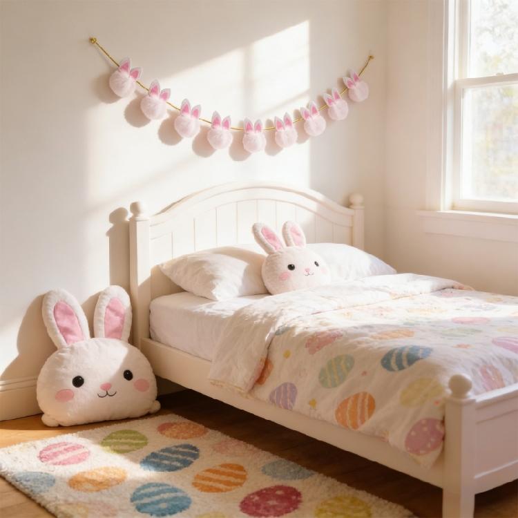Premium Nonwoven Fabric Easter Rabbits Ear Banners Spring Festival Hanging Flag For Indoor Outdoors Holiday Decorating