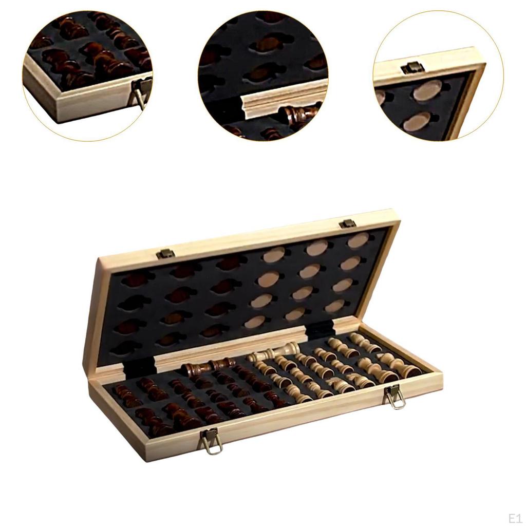 Chess Set Travel Game and Checkers Set,Checkers Board Game,Wooden Educational Toy for