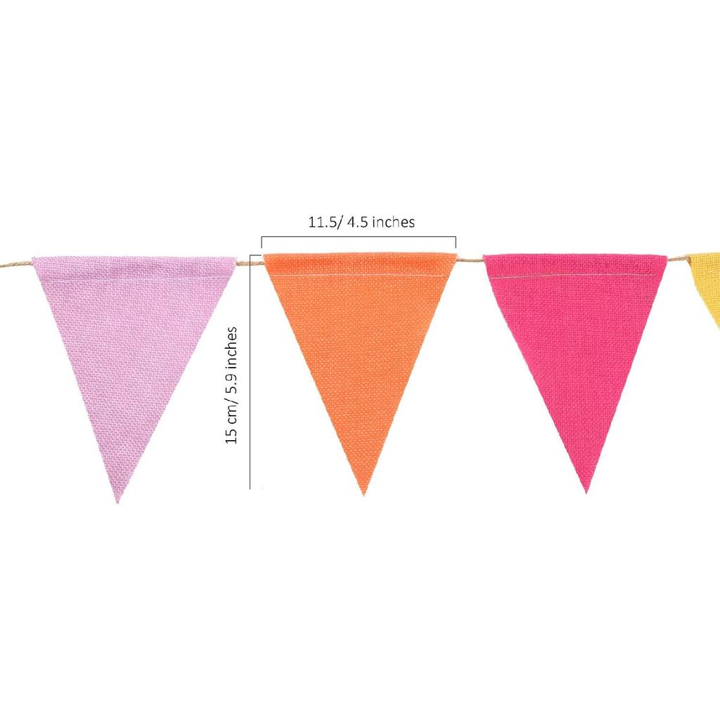 Hestya 24 Pieces 15.7 Feet Colorful Pennant Flags Banner Imitated Burlap Bunting Banner Pastel Fabric Triangle Flag for Classroom Carnival Birthday