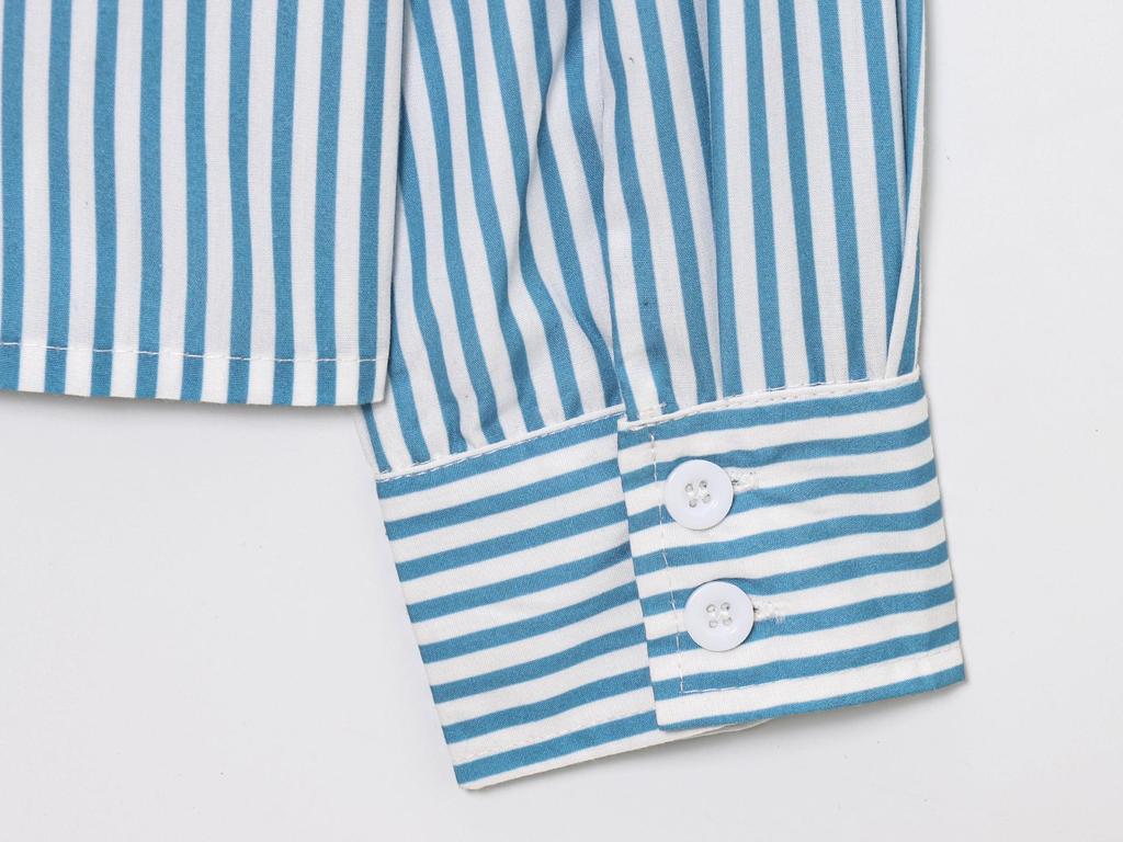 Elegant Women's Long Sleeve Striped Doll Collar Shirt