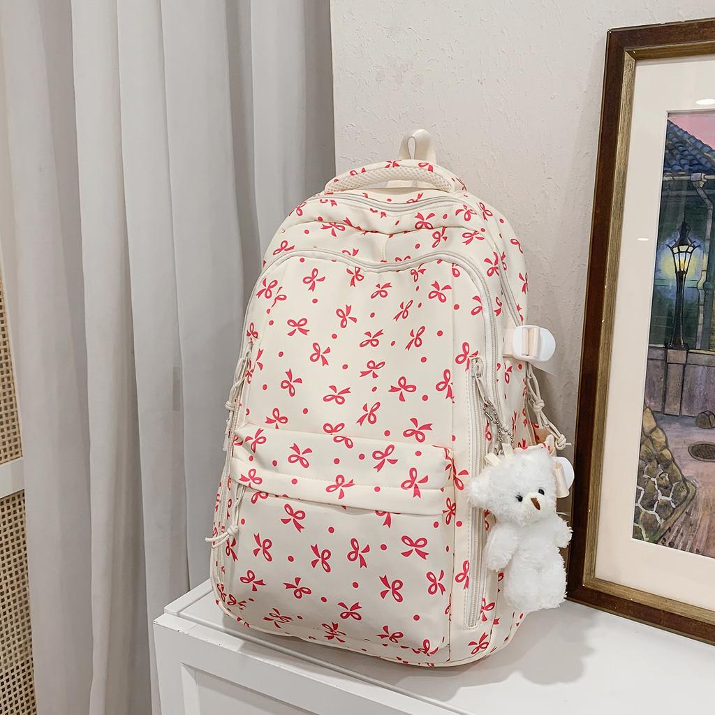 Schoolbag schoolbag female Japanese ins girl college wind small fresh bow backpack large capacity cute lightweight backpack