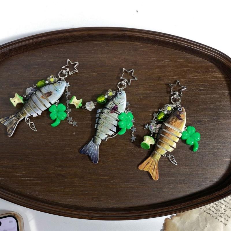 Vibrant Fish Lure Keychain Compact Resin Design Realistic Fish Lure Key Ring Practical Gift for Fishing Hobbyists