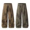 OREETA Tie-Dye Gradient Curved Leg Cargo Pants: Casual Wide Leg Streetwear In Pure Cotton