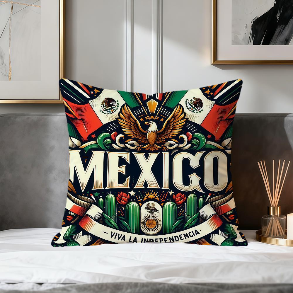 Retro Color Viva Mexico Art Pattern Soft Pillowcase for Sofa Living Room Home Decor Protective Covers Party Hogar Pillowcover