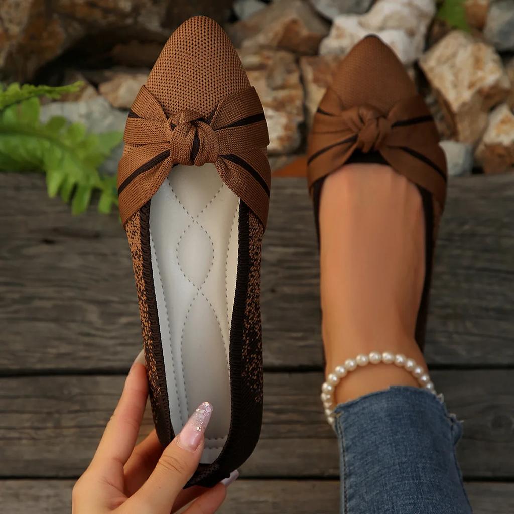 Pointed Bow Flat Shoes Women's Fashion Lightweight Comfortable Casual Shoes Large Size Women Loafers 2025