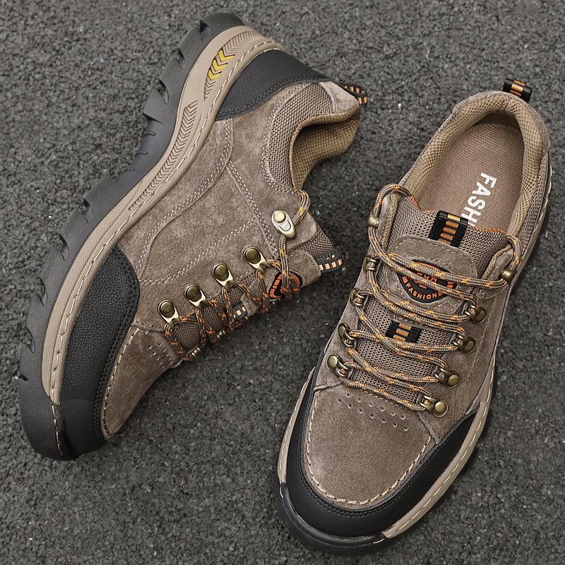 Genuine leather men's shoes 2025 spring new leather shoes outdoor hiking hiking shoes non-slip casual comfortable sports shoes men