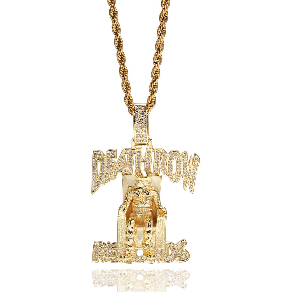 DEATHROW Hip Hop Zirkonový Náhrdelník s Písmenem - Evropské & Americké Trendy Rapové Šperky