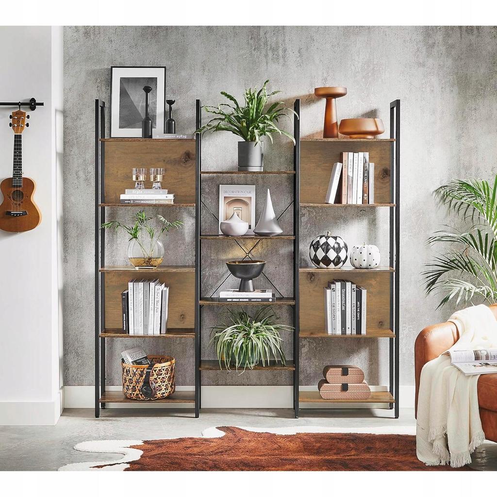 Regał Metalowy Stojący Artisan-Czarny Duży Pojemny Szeroki Na Książki Loft