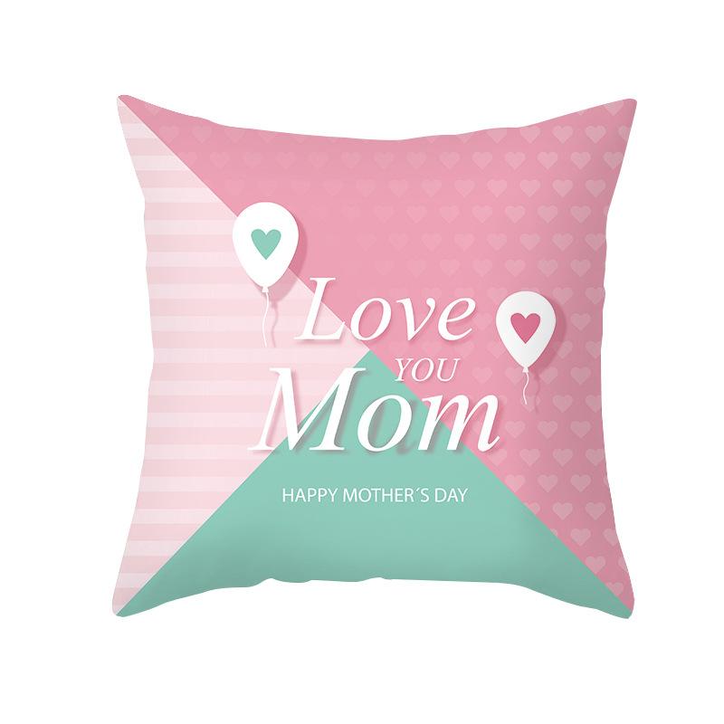 New Mother's Day Printed Pillow Cover Peach Skin Home Sofa Decoration Pillow Bedroom Cushion Pillow Cover