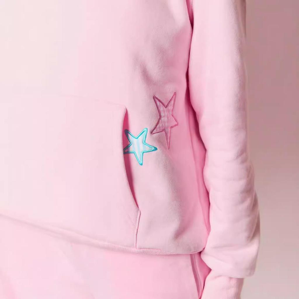 Women's Fleece-Lined Hoodie with Letter Print & Kangaroo Pocket