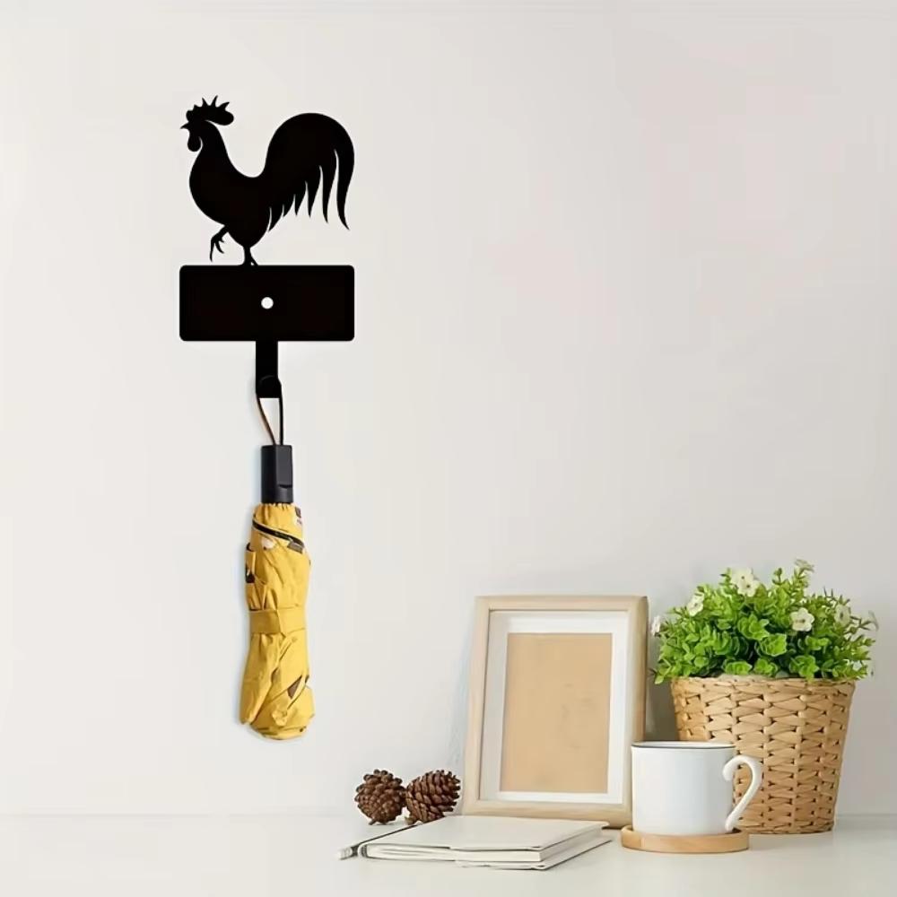 1pc Rustic Rooster Metal Key Hook for Outdoor and Indoor Use - Stylish Wall Decoration and Perfect Housewarming Gift