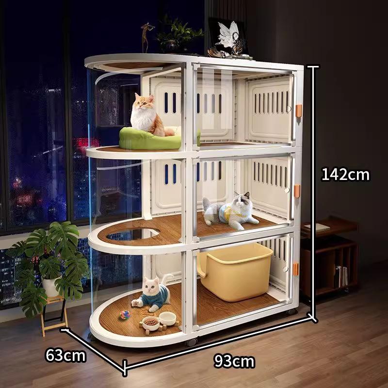 Spacious All-Season Cat Villa: Indoor Cabinet, Bed, Toilet, and Cage